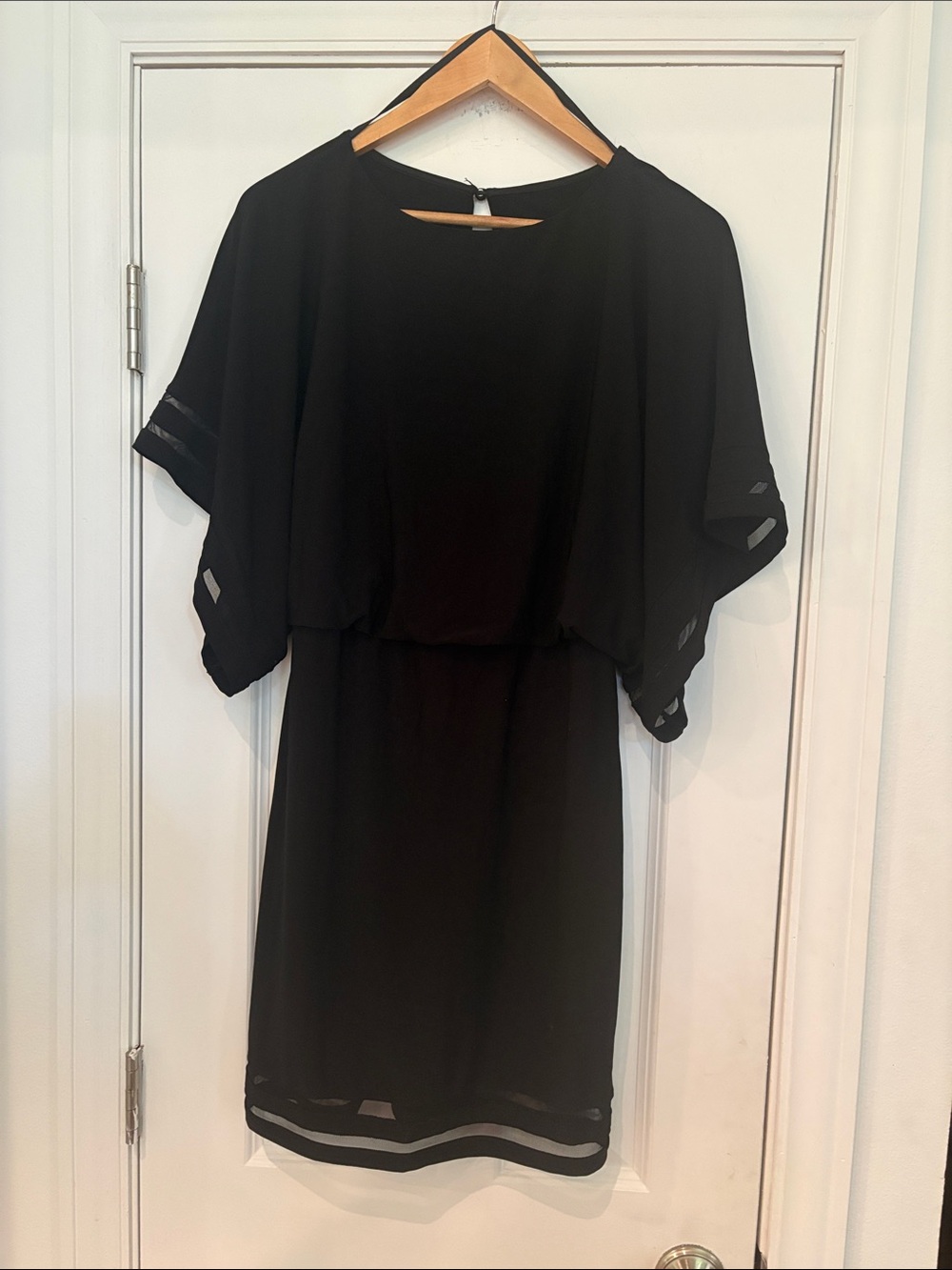 Jessica Howard Black Illusion-Trim Blouson Dress